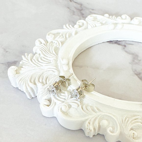 Triangle CZ Stud Earrings - Picture 3 of 6